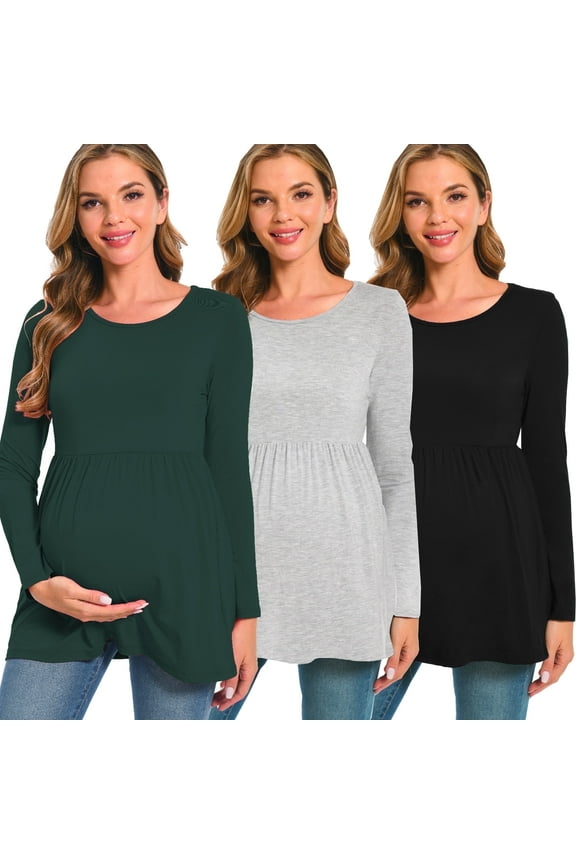 Women's Long Sleeve Maternity Shirts Basic Casual Pregnancy Top