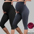 thumbnail image 1 of Beaisland Women's Maternity Capri Leggings over The Belly Pregnancy Yoga Pants Workout Activewear Leggings 2-Pack, 1 of 6