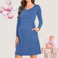 thumbnail image 1 of Beaisland Women's Maternity Nursing Dress Long Sleeve Midi Dress For Breastfeeding with Pockets, 1 of 6