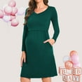 thumbnail image 1 of Beaisland Women's Maternity Nursing Dress Long Sleeve Midi Dress For Breastfeeding with Pockets, 1 of 6