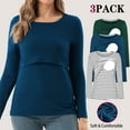 thumbnail image 1 of Beaisland Women's Maternity Nursing Tops Comfy Long Sleeve Breastfeeding T-Shirt 3-Pack, 1 of 8