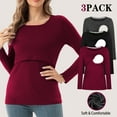 thumbnail image 1 of Beaisland Women's Maternity Nursing Tops Comfy Long Sleeve Breastfeeding T-Shirt 3-Pack, 1 of 8
