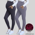 thumbnail image 1 of Beaisland Women's Maternity Pants over The Belly Pregnancy Pants Jogger Sweatpants Workout Activewear Leggings with Pockets 2-Pack, 1 of 6