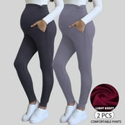 Beaisland Women's Maternity Pants over The Belly Pregnancy Pants Jogger Sweatpants Workout Activewear Leggings with Pockets 2-Pack