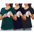 thumbnail image 1 of Beaisland Maternity Shirts Short Sleeve Nursing Tops, 3-Pack, 1 of 6