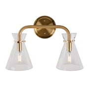 Beaker 2-Light Soft Gold Bath Vanity Light with Clear Glass - Soft Gold