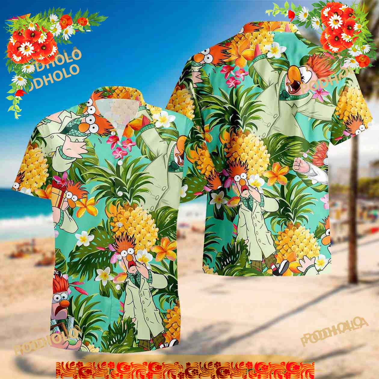 Beaker 3D Hawaiian Shirt, Tropical Pineapple Hawaii Shirt - Walmart.com