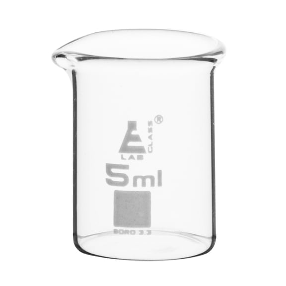 Beaker, 5ml - Low Form with Spout - Ungraduated - Borosilicate 3.3 Glass - Eisco Labs