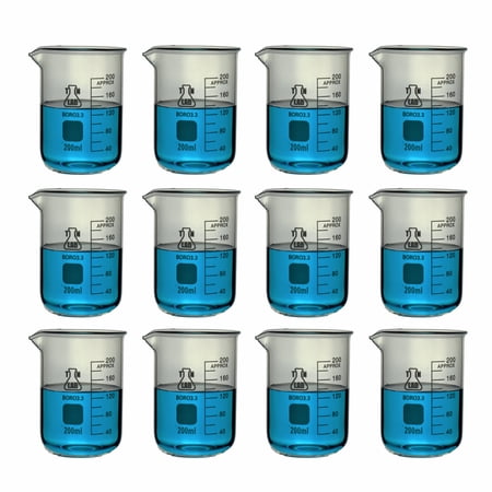 Beaker Borosilicate Glass with Graduations 200ml 12-Pack