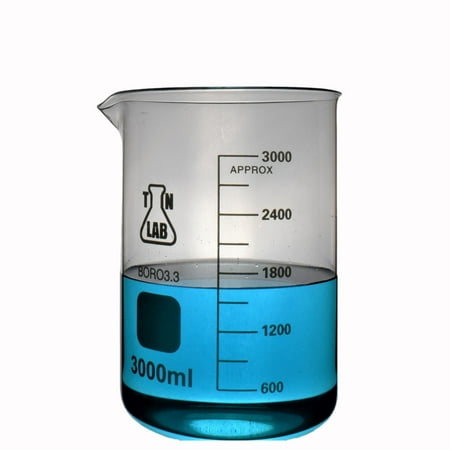 Beaker Borosilicate Glass with Graduations 3,000ml 3L