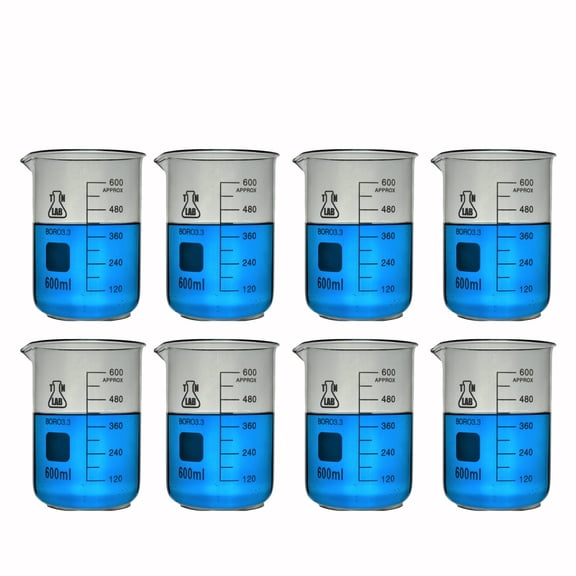 Beaker Borosilicate Glass with Graduations 600 ml 8-Pack