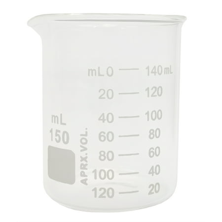 Beaker, Griffin Style, 150ml Capacity, Borosilicate Glass, Graduated.
