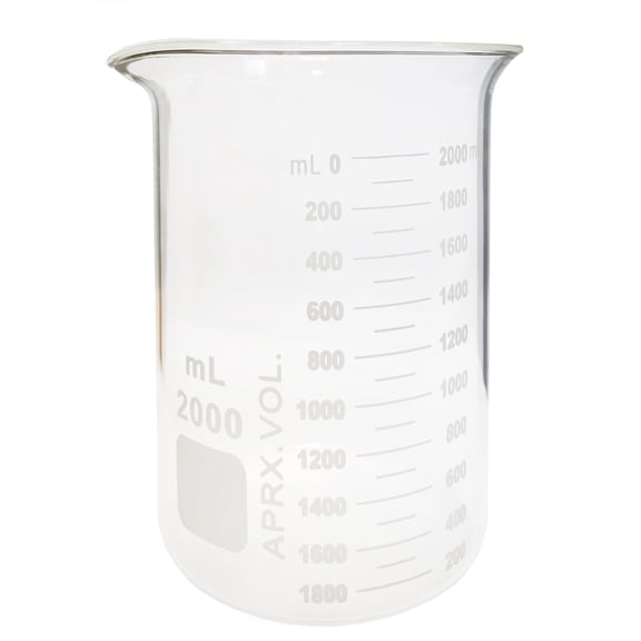 Beaker Griffin Style 2000ml Capacity Borosilicate Glass Graduated.