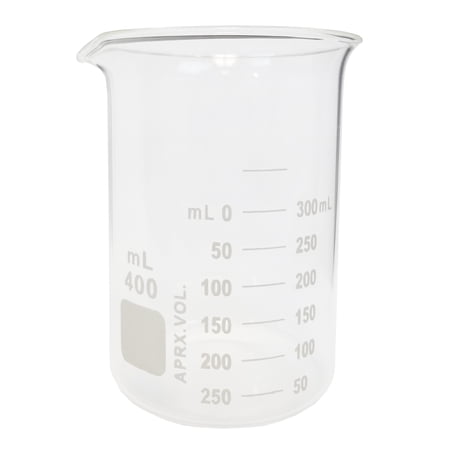 Beaker Griffin Style 400ml Capacity Borosilicate Glass Graduated.