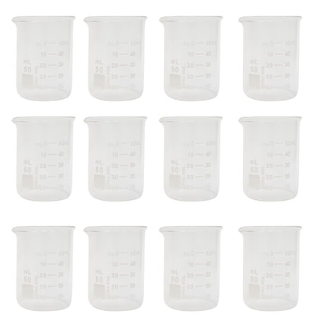 Beaker, Griffin Style, 50ml Capacity, Borosilicate Glass, Graduated. Pack of 12.