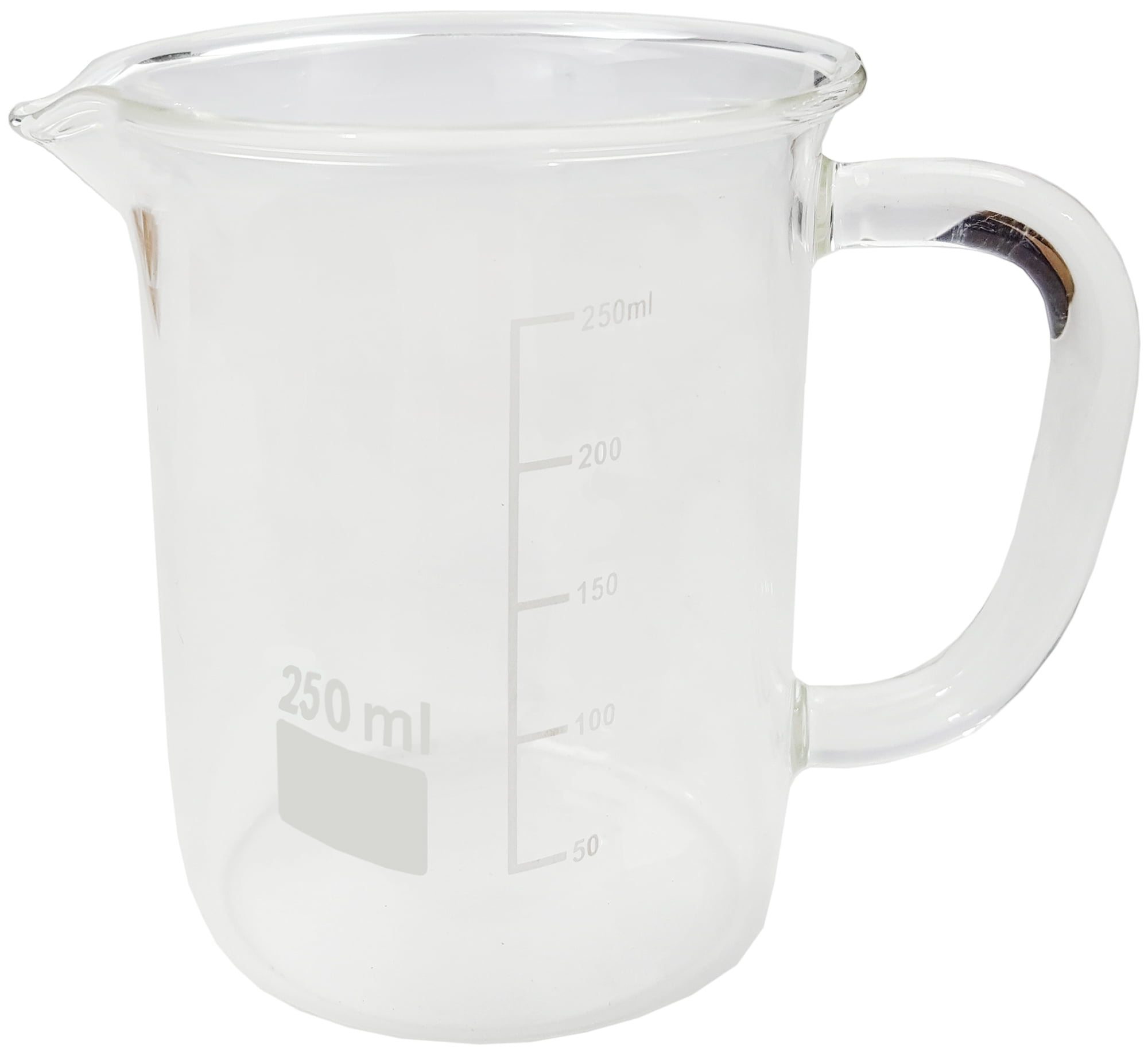 Beaker Mug 250ml with Handle and Pour Spout Borosilicate Glass. Case of ...