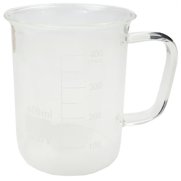 Beaker Mug 400ml Borosilicate Glass With Handle