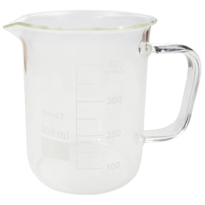 Beaker Mug 400ml with Handle and Pour Spout Borosilicate Glass