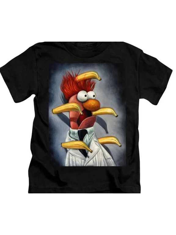 Beaker portrait Muppet character from The Muppet Show black T-shirt JJ3402