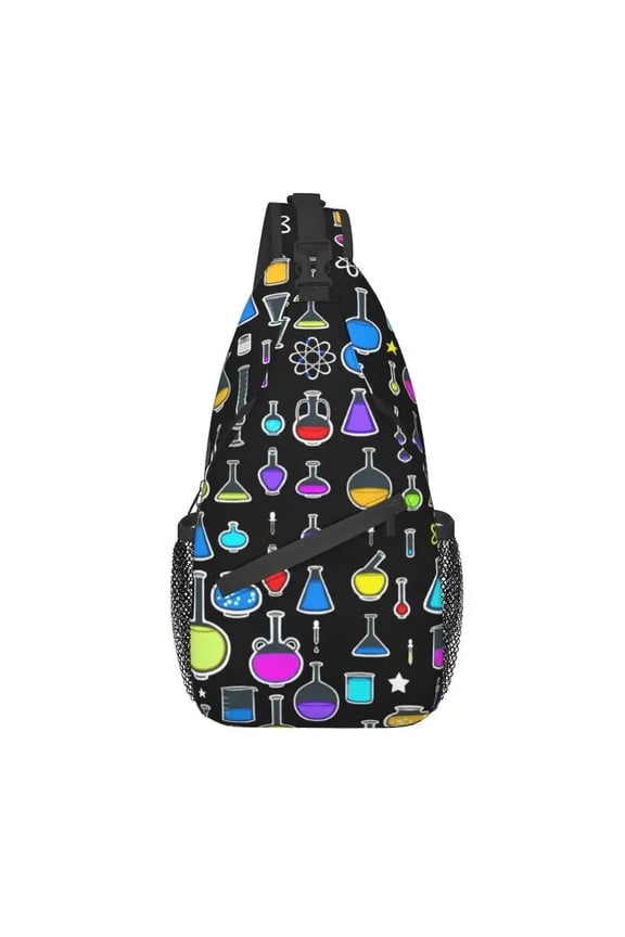 Beakers Laboratory Technology Sling Bag for Travel Hiking Men's Science Chemistry Chest Crossbody Backpack Shoulder Daypack