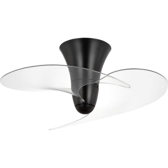 Beal Collection 33.19-in. Two-Blade Matte Black Modern Ceiling Fan with Clear Blades
