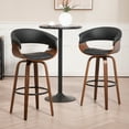 thumbnail image 1 of Set of 2 Aldis Brown Faux Leather Bar Stool with Black Metal Legs and Decorative Zipper, 1 of 7