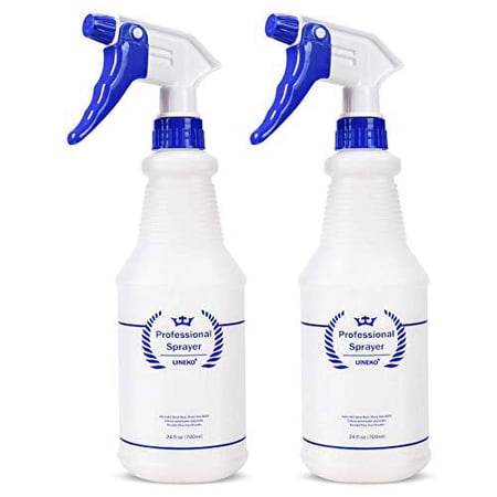 Plastic Spray Bottle, Empty Spray Bottles (2 Pack 24 Oz), All-Purpose Sprayer for Cleaning Solutions, Hair Spray, Bleach, Planting, BBQ, Mist & Stream Water Spraying Bottle with Adjustable Nozzle