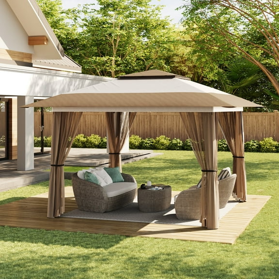 Asofer 13x13 Pop Up Gazebo Tent with Mosquito Netting, Canopy Tent for Lawn Backyard Garden Deck