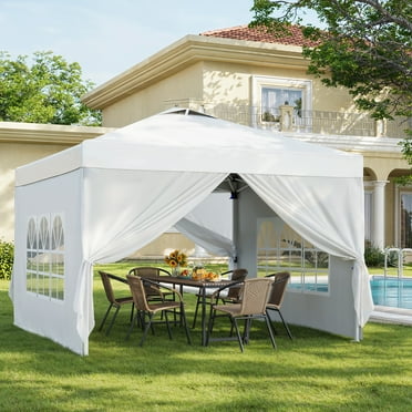 Asofer 10'x10' Gazebo Canopy Tent Instant Setup, Windproof Outdoor Gazebo with UPF50  Sun Protection for Party, White