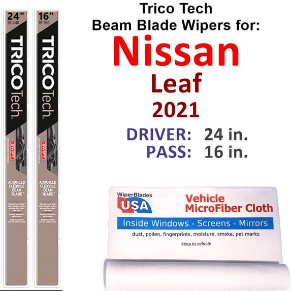 Beam Blade Wipers (Set of 2) compatible with 2021 Nissan Leaf