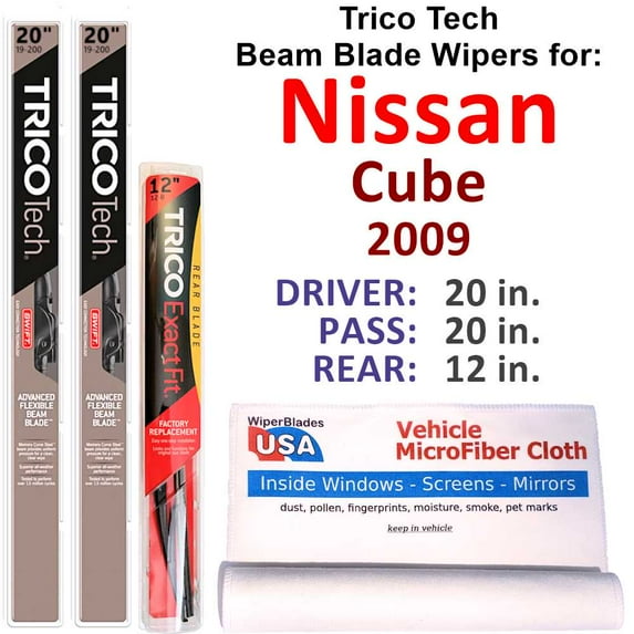 2009 Nissan Cube Beam Blade Wipers (Set of 3) w/Rear Wiper