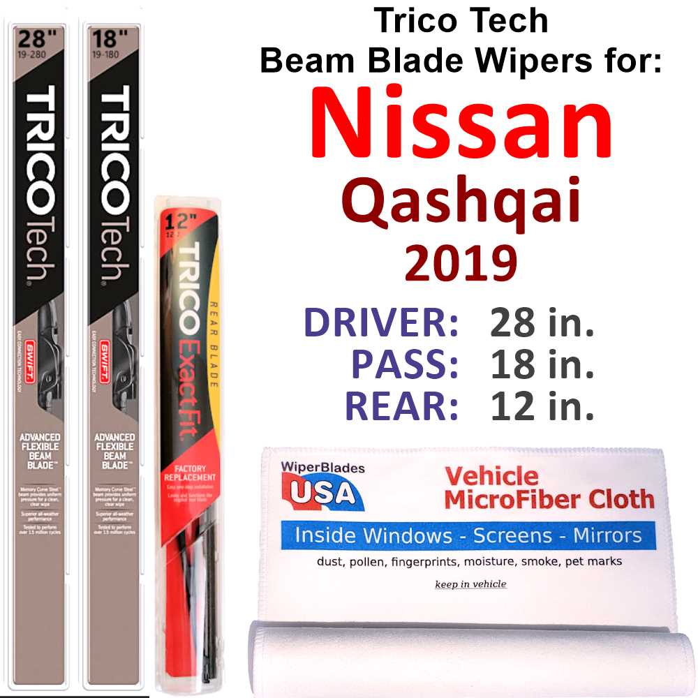 Beam Blade Wipers (Set of 3) w/Rear Wiper compatible with 2019 Nissan