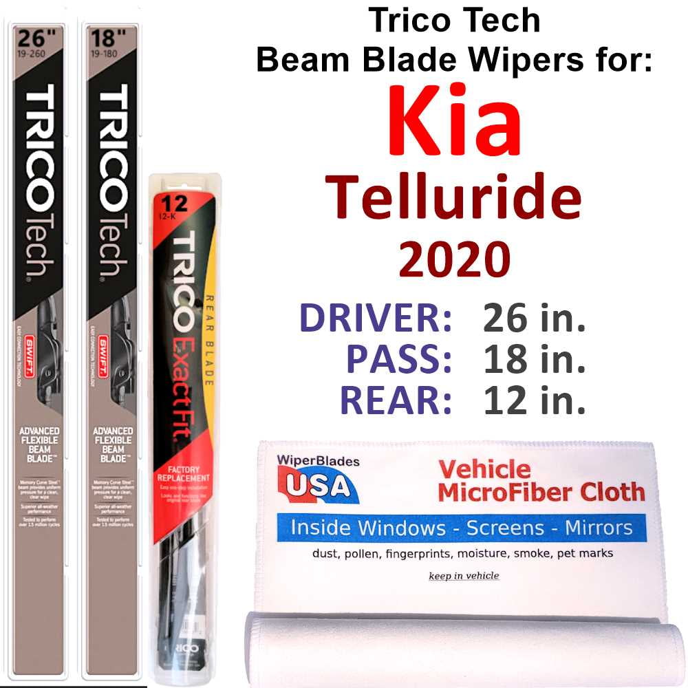 Beam Blade Wipers (Set of 3) w/Rear Wiper compatible with 2020 Kia