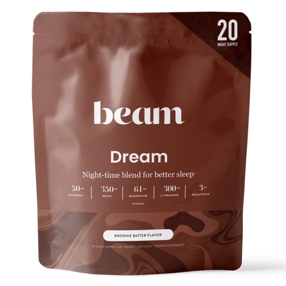 Beam Dream Sleep Powder Calming Nighttime Cocoa with Magnesium & Apigenin, 20 Servings