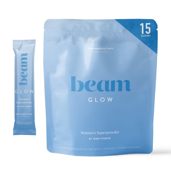 Beam Glow – Natural PMS Relief & Hormone Support with Selenium & Bromelain, Vegan, 15 Servings