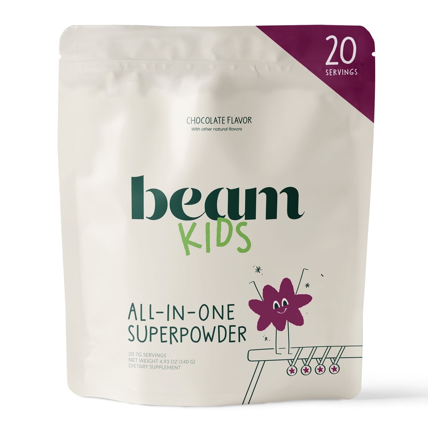 Beam Kids All-in-One Superfood Drink Organic Greens, Probiotics & Daily Vitamins