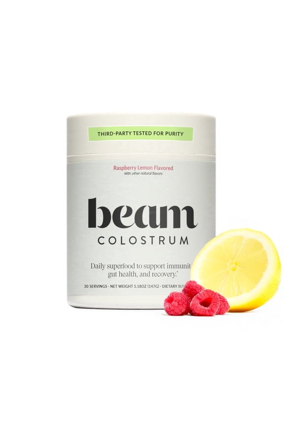 Raspberry Lemon Colostrum Powder I Grass-Fed Pure Whole Bovine Colostrum for Gut Health, Bloating & Immune Support I 3g per Serving I 3rd Party Tested I 30 Servings