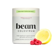 Beam Raspberry Lemon Colostrum Powder I Grass-Fed Pure Whole Bovine Colostrum for Gut Health, Bloating & Immune Support I 3g per Serving I 3rd Party Tested I 30 Servings