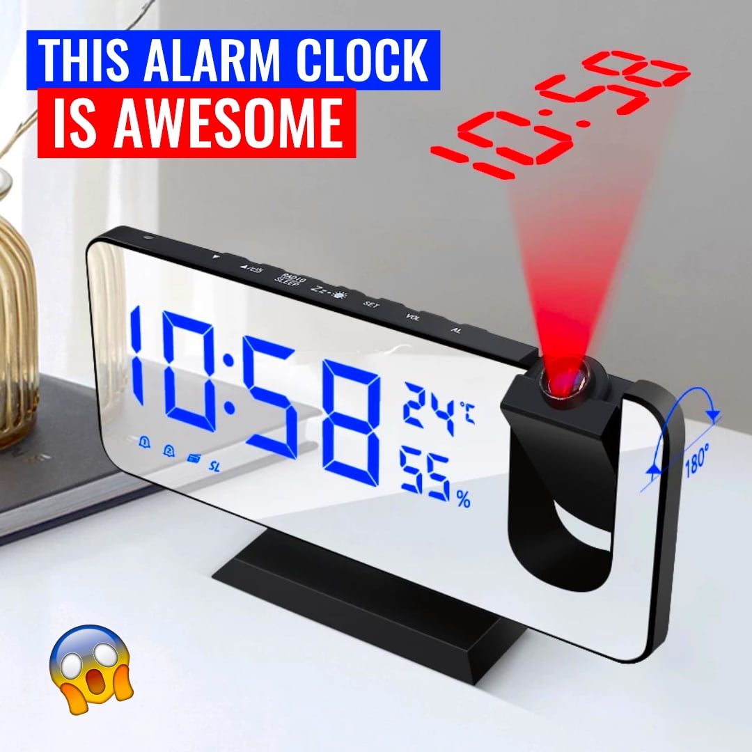 Beam Time Projector Alarm Clock (Black/White)