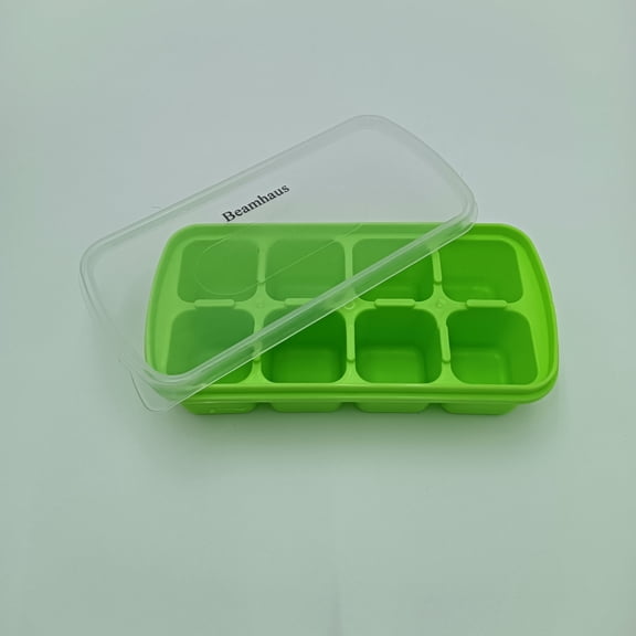 Beamhaus ice cube molds Silicone Ice Cube Molds, Green Square Tray with Lid, 8 Compartments