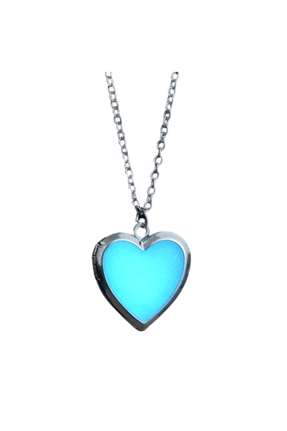 Beaming Heart Glow in The Dark Silver Love Locket Necklace For Woman