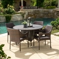 thumbnail image 1 of Bean 5-Piece Outdoor Round Wicker Dining Set, Multi-Brown, 1 of 7