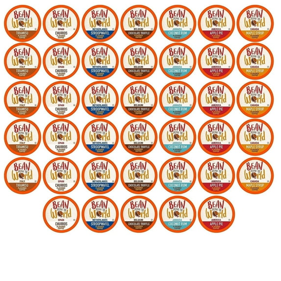 Bean Around the World Assorted Coffee Pods Variety Pack 100% Arabica Coffee Beans, 40-Pack