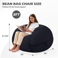 thumbnail image 1 of Bean Bag Chair, 3FT Large Bean Bag Chair with Memory Foam, Ultra-Soft Corduroy Cover & Zipper Design, Portable Handle – Comfy Bean Bag Sofa for Living Room, Bedroom, No Assembly - Black, 1 of 7