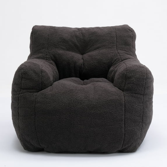 Bean Bag Chair, Accent Single Sofa Chair with Arms, High Resilience Foam Leisure Chair, No Assembly Required, for Living Room Bedroom Balcony, Dark Gray