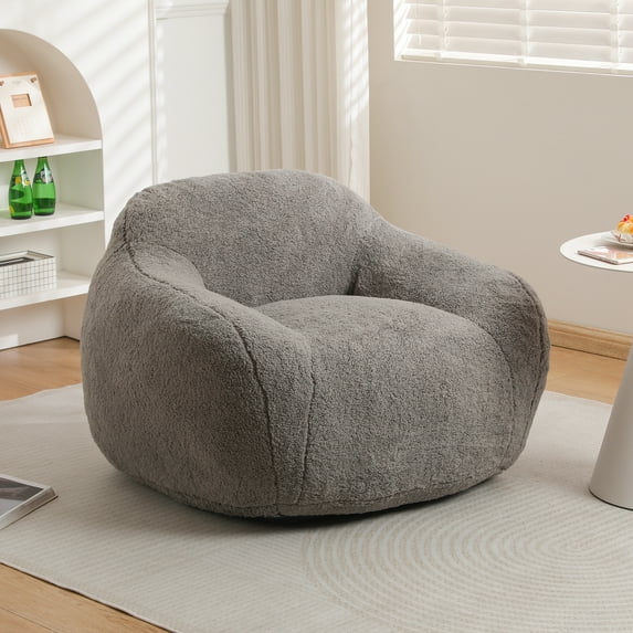 Bean Bag Chair, Adult Bean Bag Sofa, Bean Bag Sofa with Armrests, Large Bean Bag Chair, Filled with Memory Foam, Suitable for Living Rooms and Bedrooms,Light Gray
