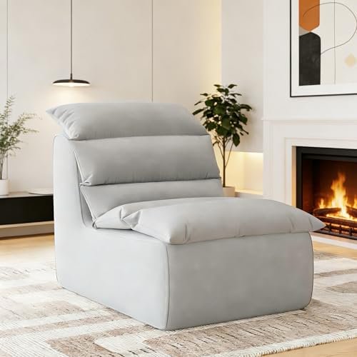 Bean Bag Chair for Adults, Fireside Bean Bag Sofa with Back Support, Memory Foam & Non-Slip Base Lazy Sofa for Living Room Bedroom Office, Grey$$Furniture
