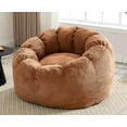 thumbnail image 1 of Bean Bag Chair for Adults and Kids, Corduroy Bean Bag with Filler, Pumpkin Shape, Comfy Stuffed Single Sofa Floor Chair for Living Room, Bedroom, Reading, Gaming, Brown, 1 of 8