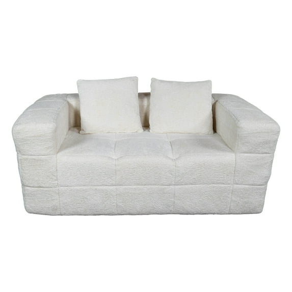 Bean Bag Chair for Adults Loveseat Sofa with Two Back Cushions Cloud-Like Comfort No Assembly Needed Corduroy Floor Couch for Small Spaces Apartments Offices Living Rooms