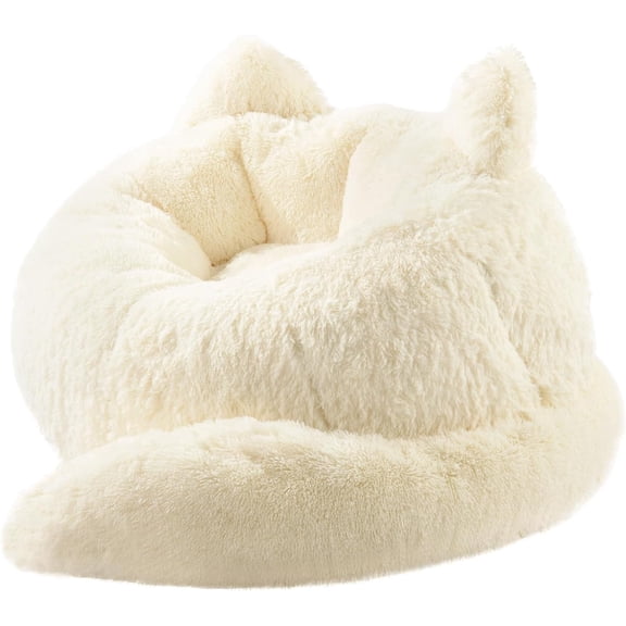 Bean Bag Chair for Adults Teens Giant Faux Fur Bean Bag Chairs with Filler Fluffy Plush Cat Shaped Beanbag Couch Comfy Accent Floor Sofa for Gaming, Reading in Living Room, Bedroom, Dorm